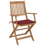 Vidaxl chaises pliables de jardin 4 pcs avec coussins bois d'acacia
