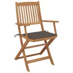 Vidaxl chaises pliables de jardin 4 pcs avec coussins bois d'acacia