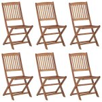 Vidaxl chaises pliables de jardin 6 pcs avec coussins bois d'acacia