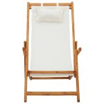 Vidaxl chaise pliable de plage bois d'eucalyptus solide et tissu crme