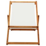Vidaxl chaise pliable de plage bois d'eucalyptus et tissu blanc crme