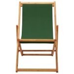 Vidaxl chaise pliable de plage bois d'eucalyptus et tissu vert