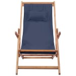Vidaxl chaise pliable de plage tissu et cadre en bois bleu