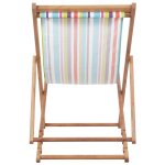 Vidaxl chaise pliable de plage tissu et cadre en bois multicolore