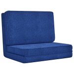 Vidaxl chaise pliable de sol bleu tissu