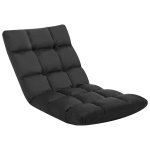 Vidaxl chaise pliable de sol noir microfibre