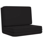 Vidaxl chaise pliable de sol noir similicuir