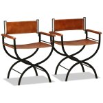 Vidaxl chaises pliantes 2 pcs noir et marron cuir vritable