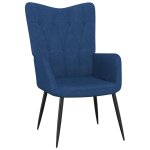 Vidaxl chaise de relaxation avec tabouret bleu tissu