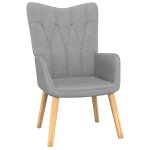 Vidaxl chaise de relaxation avec tabouret gris clair tissu
