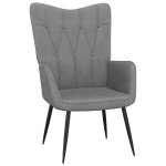 Vidaxl chaise de relaxation avec tabouret gris fonc� tissu