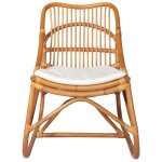Vidaxl chaise en rotin marron clair lin