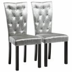Vidaxl chaises de salle à manger 2 pcs argenté velours Vidaxl chaises de salle à manger 2 pcs argenté velours
