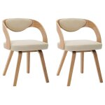 Vidaxl chaises de salle  manger 2 pcs crme bois courb et similicuir