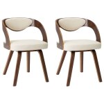 Vidaxl chaises de salle  manger 2 pcs crme bois courb et similicuir