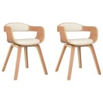 Vidaxl chaises de salle � manger 2 pcs cr�me similicuir et bois courb�