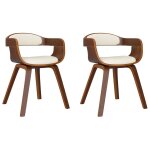 Vidaxl chaises de salle  manger 2 pcs crme similicuir et bois courb
