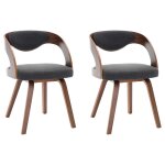 Vidaxl chaises de salle à manger 2 pcs gris foncé bois courbé et tissu Vidaxl chaises de salle à manger 2 pcs gris foncé bois courbé et tissu