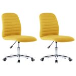 Vidaxl chaises de salle à manger 2 pcs jaune moutarde tissu Vidaxl chaises de salle à manger 2 pcs jaune moutarde tissu