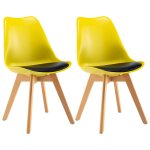 Vidaxl chaises de salle  manger 2 pcs jaune et noir similicuir