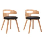 Vidaxl chaises de salle � manger 2 pcs noir bois courb� et similicuir