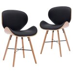 Vidaxl chaises de salle  manger 2 pcs noir similicuir et bois courb