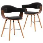Vidaxl chaises de salle  manger 2 pcs noir similicuir et bois courb