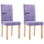 Vidaxl chaises de salle à manger 2 pcs violet tissu Vidaxl chaises de salle à manger 2 pcs violet tissu