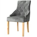 Vidaxl chaises de salle  manger 2pcs argent chne massif et velours