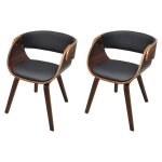 Vidaxl chaises de salle à manger 2pcs marron bois courbé et similicuir Vidaxl chaises de salle à manger 2pcs marron bois courbé et similicuir