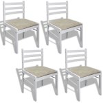 Vidaxl chaises de salle  manger 4 pcs blanc hva solide et velours