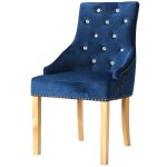 Vidaxl chaises de salle  manger 4 pcs bleu chne massif et velours