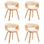 Vidaxl chaises de salle  manger 4 pcs crme bois courb et similicuir