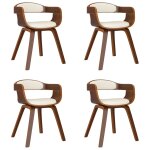 Vidaxl chaises de salle � manger 4 pcs cr�me similicuir et bois courb�