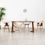 Vidaxl chaises de salle  manger 4 pcs crme similicuir et bois courb