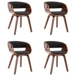 Vidaxl chaises de salle  manger 4 pcs gris bois courb et tissu