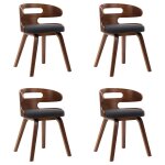 Vidaxl chaises de salle à manger 4 pcs gris foncé bois courbé et tissu Vidaxl chaises de salle à manger 4 pcs gris foncé bois courbé et tissu