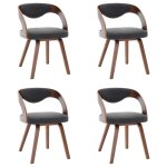 Vidaxl chaises de salle  manger 4 pcs gris fonc bois courb et tissu