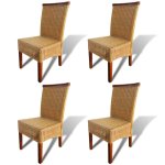 Vidaxl chaises de salle  manger 4 pcs marron rotin naturel