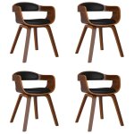 Vidaxl chaises de salle � manger 4 pcs noir bois courb� et similicuir