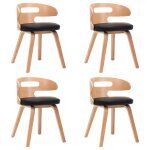 Vidaxl chaises de salle � manger 4 pcs noir bois courb� et similicuir