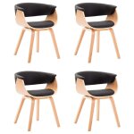 Vidaxl chaises de salle � manger 4 pcs noir bois courb� et similicuir
