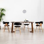 Vidaxl chaises de salle  manger 4 pcs noir similicuir et bois courb