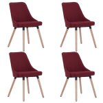 Vidaxl chaises de salle à manger 4 pcs rouge bordeaux tissu Vidaxl chaises de salle à manger 4 pcs rouge bordeaux tissu