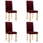 Vidaxl chaises de salle  manger 4 pcs rouge bordeaux tissu
