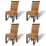 Vidaxl chaises de salle � manger 4pcs bois solide de manguier et abaca