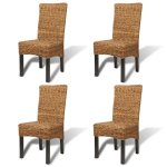 Vidaxl chaises de salle � manger 4pcs bois solide de manguier et abaca