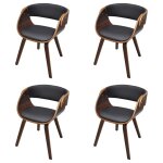 Vidaxl chaises de salle  manger 4pcs marron bois courb et similicuir