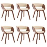 Vidaxl chaises de salle � manger 6 pcs cr�me bois courb� et similicuir