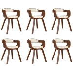 Vidaxl chaises de salle  manger 6 pcs crme similicuir et bois courb